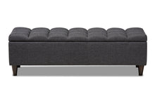 Load image into Gallery viewer, Baxton Studio Brette Mid-Century Modern Charcoal Fabric Upholstered Dark Brown Finished Wood Storage Bench Ottoman