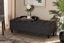 Load image into Gallery viewer, Baxton Studio Brette Mid-Century Modern Charcoal Fabric Upholstered Dark Brown Finished Wood Storage Bench Ottoman