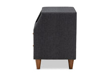 Load image into Gallery viewer, Baxton Studio Claverie Mid-Century Modern Charcoal Fabric Upholstered 2-Drawer Wood Nightstand