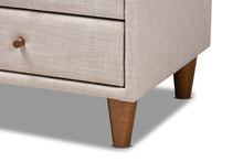 Load image into Gallery viewer, Baxton Studio Claverie Mid-Century Modern Beige Fabric Upholstered 2-Drawer Wood Nightstand