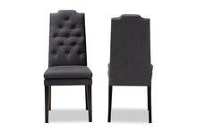 Load image into Gallery viewer, Baxton Studio Dylin Modern and Contemporary Charcoal Fabric Upholstered Button Tufted Wood Dining Chair Set of 2