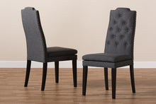 Load image into Gallery viewer, Baxton Studio Dylin Modern and Contemporary Charcoal Fabric Upholstered Button Tufted Wood Dining Chair Set of 2