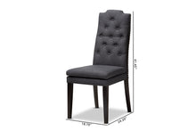 Load image into Gallery viewer, Baxton Studio Dylin Modern and Contemporary Charcoal Fabric Upholstered Button Tufted Wood Dining Chair Set of 2