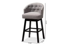 Load image into Gallery viewer, Baxton Studio Theron Transitional Gray Fabric Upholstered Wood Swivel Bar Stool Set of 2