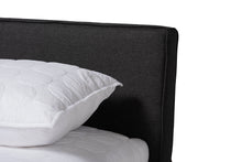 Load image into Gallery viewer, Baxton Studio Rikke Modern and Contemporary Two-Tone Gray and Walnut Finished Wood Queen Size Platform Storage Bed with Gray Fabric Upholstered Headboard