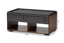 Load image into Gallery viewer, Baxton Studio Rikke Modern and Contemporary Two-Tone Gray and Walnut Finished Wood 2-Drawer Coffee Table