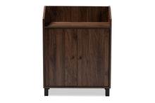 Load image into Gallery viewer, Baxton Studio Rossin Modern and Contemporary Walnut Brown Finished 2-Door Wood Entryway Shoe Storage Cabinet with Open Shelf