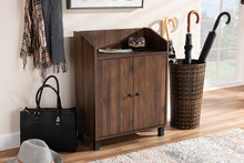 Load image into Gallery viewer, Baxton Studio Rossin Modern and Contemporary Walnut Brown Finished 2-Door Wood Entryway Shoe Storage Cabinet with Open Shelf
