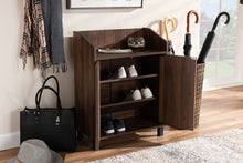 Load image into Gallery viewer, Baxton Studio Rossin Modern and Contemporary Walnut Brown Finished 2-Door Wood Entryway Shoe Storage Cabinet with Open Shelf