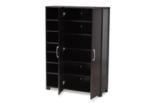 Load image into Gallery viewer, Baxton Studio Marine Modern and Contemporary Wenge Dark Brown Finished 2-Door Wood Entryway Shoe Storage Cabinet with Open Shelves