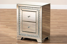 Load image into Gallery viewer, Baxton Studio Mina Modern and Contemporary Hollywood Regency Glamour Style Mirrored Three Drawer Nightstand Bedside Table