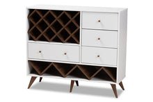 Load image into Gallery viewer, Baxton Studio Savino Mid-Century Modern White and Walnut Finished Wood Wine Cabinet