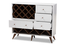 Load image into Gallery viewer, Baxton Studio Savino Mid-Century Modern White and Walnut Finished Wood Wine Cabinet