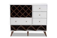 Load image into Gallery viewer, Baxton Studio Savino Mid-Century Modern White and Walnut Finished Wood Wine Cabinet