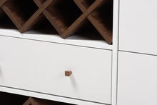 Load image into Gallery viewer, Baxton Studio Savino Mid-Century Modern White and Walnut Finished Wood Wine Cabinet