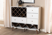 Load image into Gallery viewer, Baxton Studio Savino Mid-Century Modern White and Walnut Finished Wood Wine Cabinet
