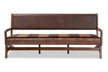 Load image into Gallery viewer, Baxton Studio Rovelyn Rustic Brown Faux Leather Upholstered Walnut Finished Wood Sofa