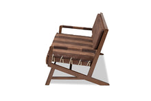 Load image into Gallery viewer, Baxton Studio Rovelyn Rustic Brown Faux Leather Upholstered Walnut Finished Wood Sofa