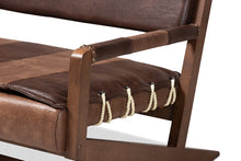 Load image into Gallery viewer, Baxton Studio Rovelyn Rustic Brown Faux Leather Upholstered Walnut Finished Wood Sofa