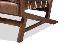 Load image into Gallery viewer, Baxton Studio Rovelyn Rustic Brown Faux Leather Upholstered Walnut Finished Wood Sofa