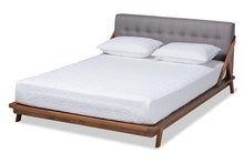 Load image into Gallery viewer, Baxton Studio Sante Mid-Century Modern Grey Fabric Upholstered Wood King Size Platform Bed