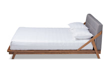 Load image into Gallery viewer, Baxton Studio Sante Mid-Century Modern Grey Fabric Upholstered Wood King Size Platform Bed