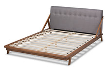 Load image into Gallery viewer, Baxton Studio Sante Mid-Century Modern Grey Fabric Upholstered Wood Queen Size Platform Bed
