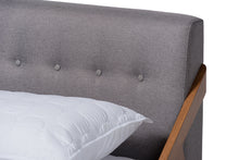Load image into Gallery viewer, Baxton Studio Sante Mid-Century Modern Grey Fabric Upholstered Wood Queen Size Platform Bed