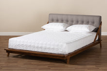 Load image into Gallery viewer, Baxton Studio Sante Mid-Century Modern Grey Fabric Upholstered Wood King Size Platform Bed