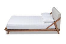 Load image into Gallery viewer, Baxton Studio Sante Mid-Century Modern Light Beige Fabric Upholstered Wood Full Size Platform Bed
