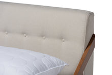 Load image into Gallery viewer, Baxton Studio Sante Mid-Century Modern Light Beige Fabric Upholstered Wood King Size Platform Bed