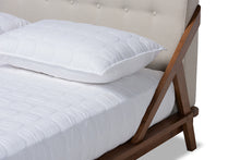 Load image into Gallery viewer, Baxton Studio Sante Mid-Century Modern Light Beige Fabric Upholstered Wood Full Size Platform Bed