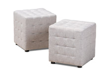 Load image into Gallery viewer, Baxton Studio Elladio Modern and Contemporary Greyish Beige Fabric Upholstered Tufted Cube Ottoman Set of 2