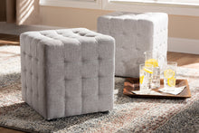 Load image into Gallery viewer, Baxton Studio Elladio Modern and Contemporary Greyish Beige Fabric Upholstered Tufted Cube Ottoman Set of 2