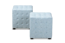 Load image into Gallery viewer, Baxton Studio Elladio Modern and Contemporary Light Blue Fabric Upholstered Tufted Cube Ottoman Set of 2