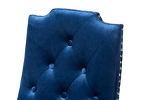 Load image into Gallery viewer, Baxton Studio Dylin Modern and Contemporary Navy Blue Velvet Fabric Upholstered Button Tufted Wood Dining Chair Set of 2
