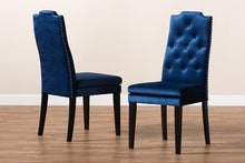 Load image into Gallery viewer, Baxton Studio Dylin Modern and Contemporary Navy Blue Velvet Fabric Upholstered Button Tufted Wood Dining Chair Set of 2