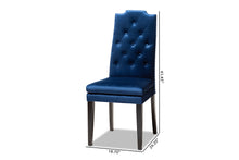 Load image into Gallery viewer, Baxton Studio Dylin Modern and Contemporary Navy Blue Velvet Fabric Upholstered Button Tufted Wood Dining Chair Set of 2