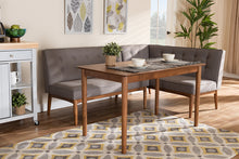 Load image into Gallery viewer, Baxton Studio Arvid Mid-Century Modern Gray Fabric Upholstered 3-Piece Wood Dining Nook Set
