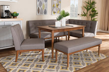 Load image into Gallery viewer, Baxton Studio Arvid Mid-Century Modern Gray Fabric Upholstered 5-Piece Wood Dining Nook Set