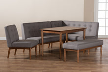 Load image into Gallery viewer, Baxton Studio Arvid Mid-Century Modern Gray Fabric Upholstered 5-Piece Wood Dining Nook Set
