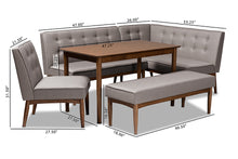 Load image into Gallery viewer, Baxton Studio Arvid Mid-Century Modern Gray Fabric Upholstered 5-Piece Wood Dining Nook Set