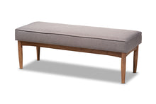 Load image into Gallery viewer, Baxton Studio Arvid Mid-Century Modern Gray Fabric Upholstered Wood Dining Bench