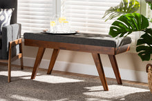 Load image into Gallery viewer, Baxton Studio Alona Mid-Century Modern Medium Grey Fabric Upholstered Wood Dining Bench
