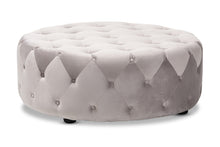 Load image into Gallery viewer, Baxton Studio Cardiff Transitional Grey Velvet Fabric Upholstered Button Tufted Cocktail Ottoman