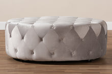 Load image into Gallery viewer, Baxton Studio Cardiff Transitional Grey Velvet Fabric Upholstered Button Tufted Cocktail Ottoman