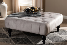 Load image into Gallery viewer, Baxton Studio Keswick Transitional Grey Velvet Fabric Upholstered Button Tufted Cocktail Ottoman