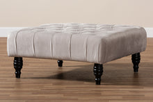 Load image into Gallery viewer, Baxton Studio Keswick Transitional Grey Velvet Fabric Upholstered Button Tufted Cocktail Ottoman
