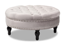 Load image into Gallery viewer, Baxton Studio Palfrey Transitional Grey Velvet Fabric Upholstered Button Tufted Cocktail Ottoman