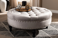 Load image into Gallery viewer, Baxton Studio Palfrey Transitional Grey Velvet Fabric Upholstered Button Tufted Cocktail Ottoman